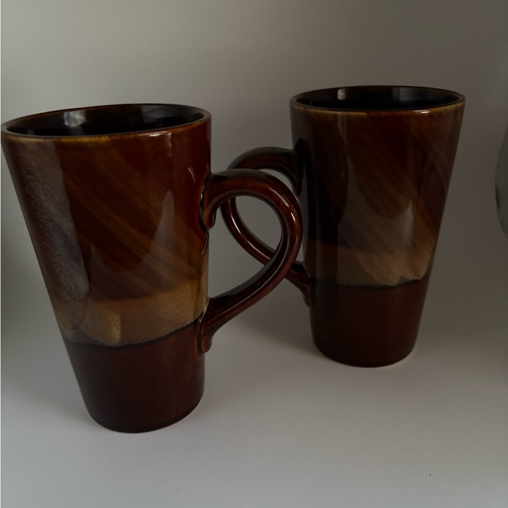 Set of 2 Sakura Port of Call Tortoise Shell Tall Coffee Mugs - Picture 4 of 4